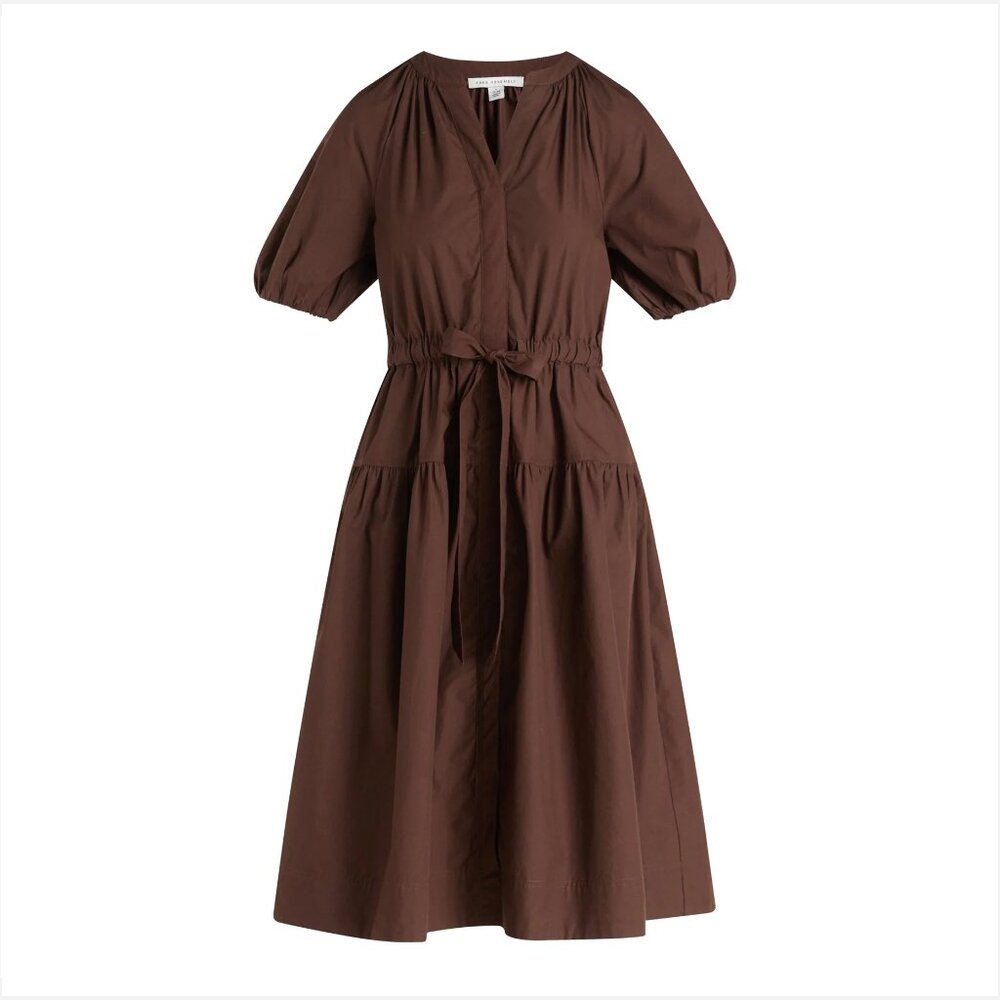 Brown Midi Tie-Waist Dress - Women